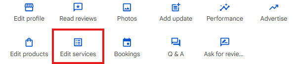 Google Business Profile Edit Services Box